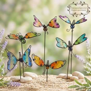 6er Set Farbenfrohe Gartenstecker Schmetterling Maripossa ca. 30 cm - Gartendekoration